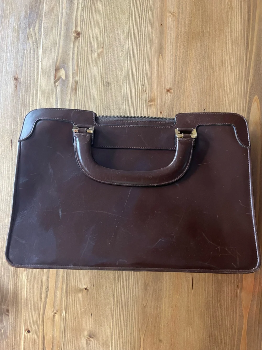 Vintage Salvatore Ferragamo Dark Brown Leather Briefcase Purse